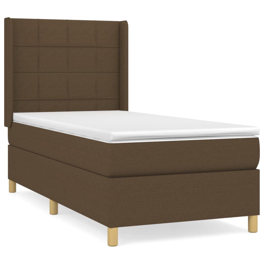 vidaXL Cama com Molas/colchão 100x200 cm Tecido Castanho-escuro - 3384382702