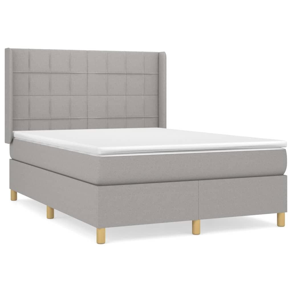 vidaXL Cama com molas/colchão 140x190 cm tecido cinzento-claro