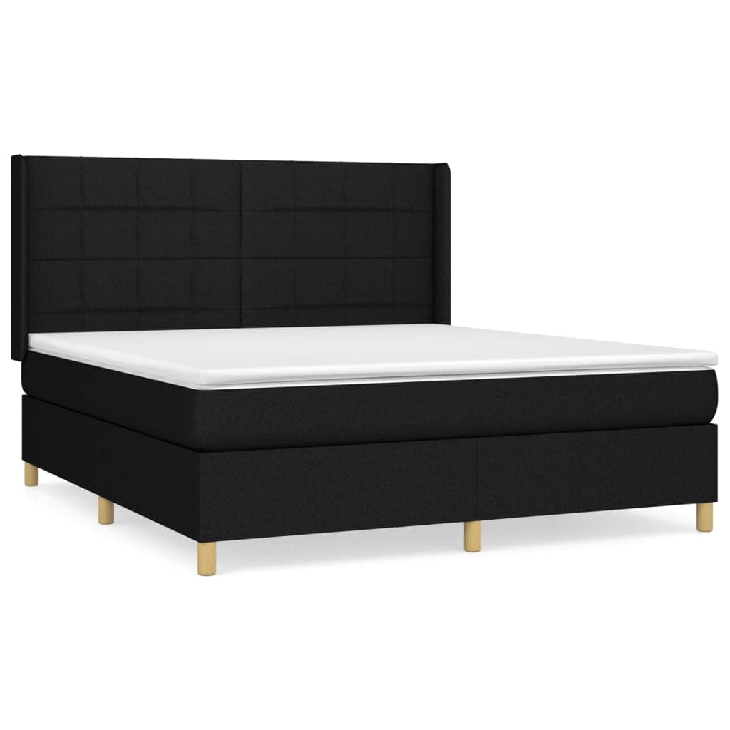 vidaXL Cama com Molas/colchão 160x200 cm Tecido Preto - 3969623774