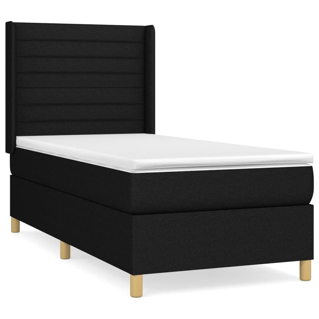vidaXL Cama com Molas/colchão 80x200 cm Tecido Preto - 3653238853