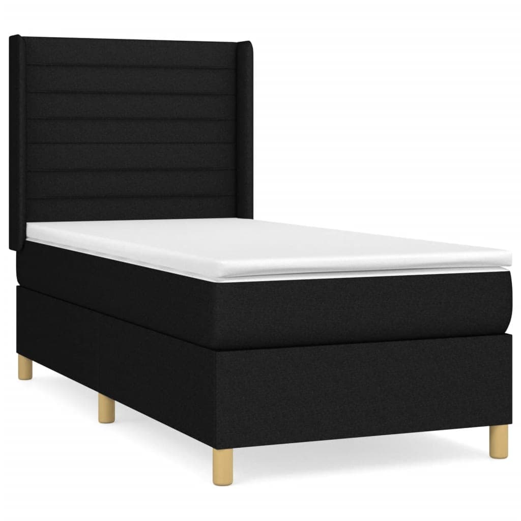 vidaXL Cama com Molas/colchão 90x200 cm Tecido Preto - 2297914330