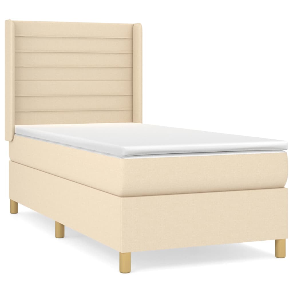vidaXL Cama com Molas/colchão 90x200 cm Tecido Cor Crème - 4171077461
