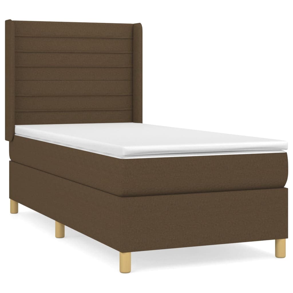 vidaXL Cama com Molas/colchão 100x200 cm Tecido Castanho-escuro - 3874185741