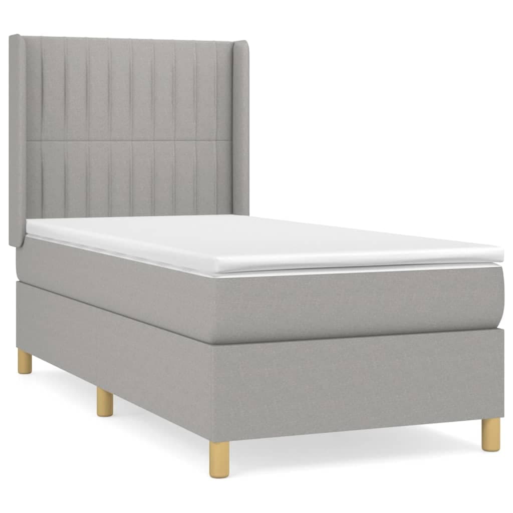 vidaXL Cama com molas/colchão 80x200 cm tecido cinza-claro