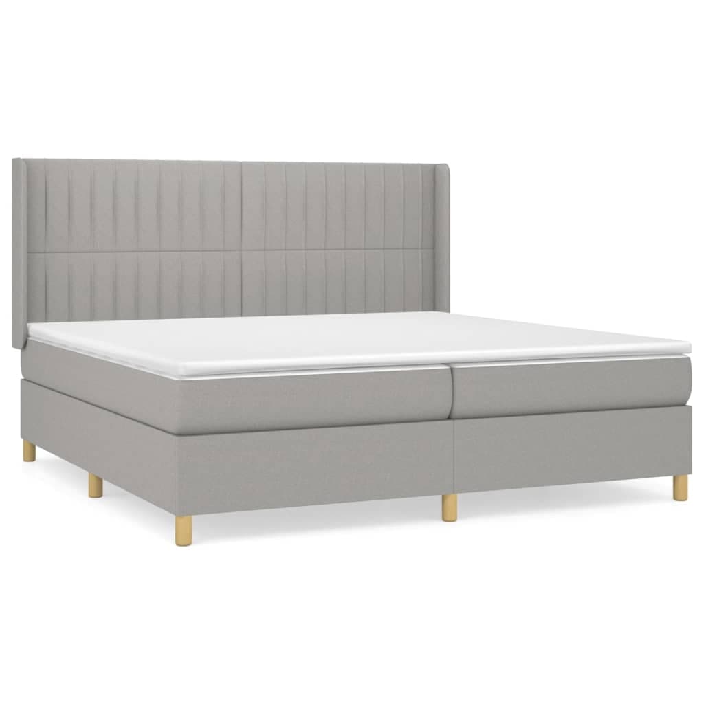 vidaXL Cama com molas/colchão 200x200 cm tecido cinza-claro
