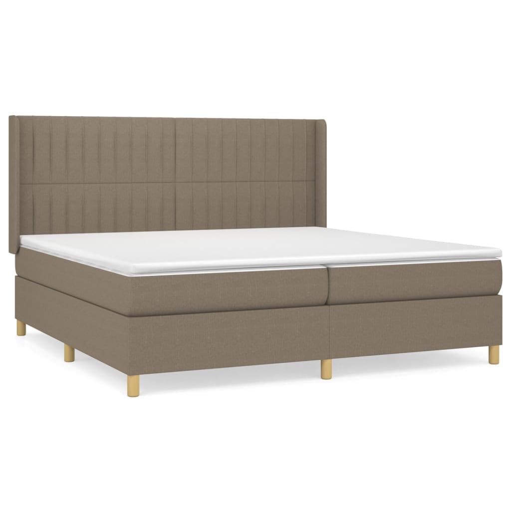 vidaXL Cama com molas/colchão 200x200 cm tecido castanho-acinzentado