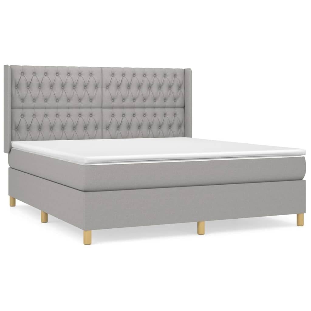 vidaXL Cama com molas/colchão 180x200 cm tecido cinzento-claro