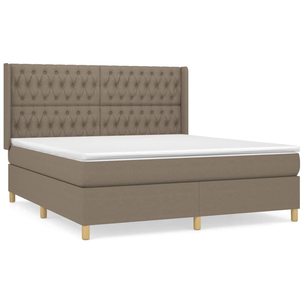 vidaXL Cama com molas/colchão 180x200 cm tecido castanho-acinzentado