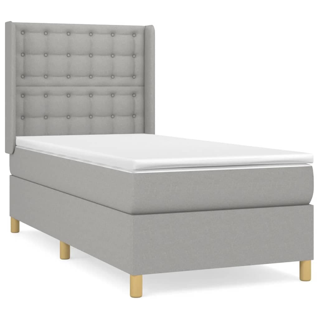 vidaXL Cama com Molas/colchão 100x200 cm Tecido Cinzento-claro - 3339915686