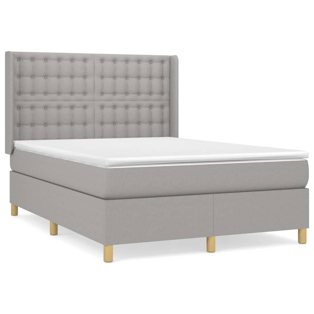 vidaXL Cama com molas/colchão 140x200 cm tecido cinzento-claro