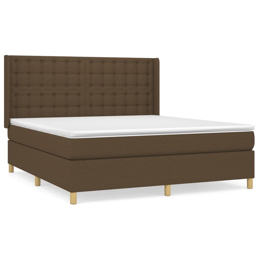 vidaXL Cama com Molas/colchão 180x200 cm Tecido Castanho-escuro - 3002563538