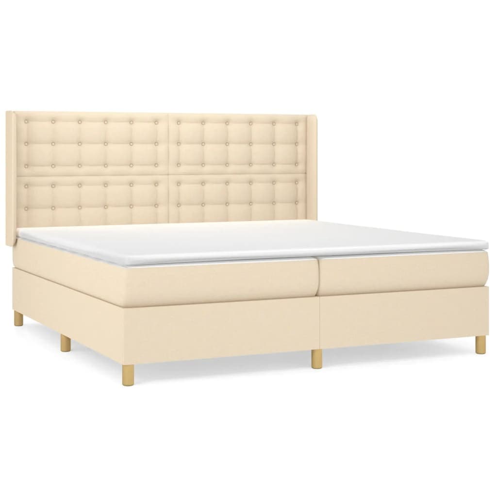 vidaXL Cama com molas/colchão 200x200 cm tecido cor creme