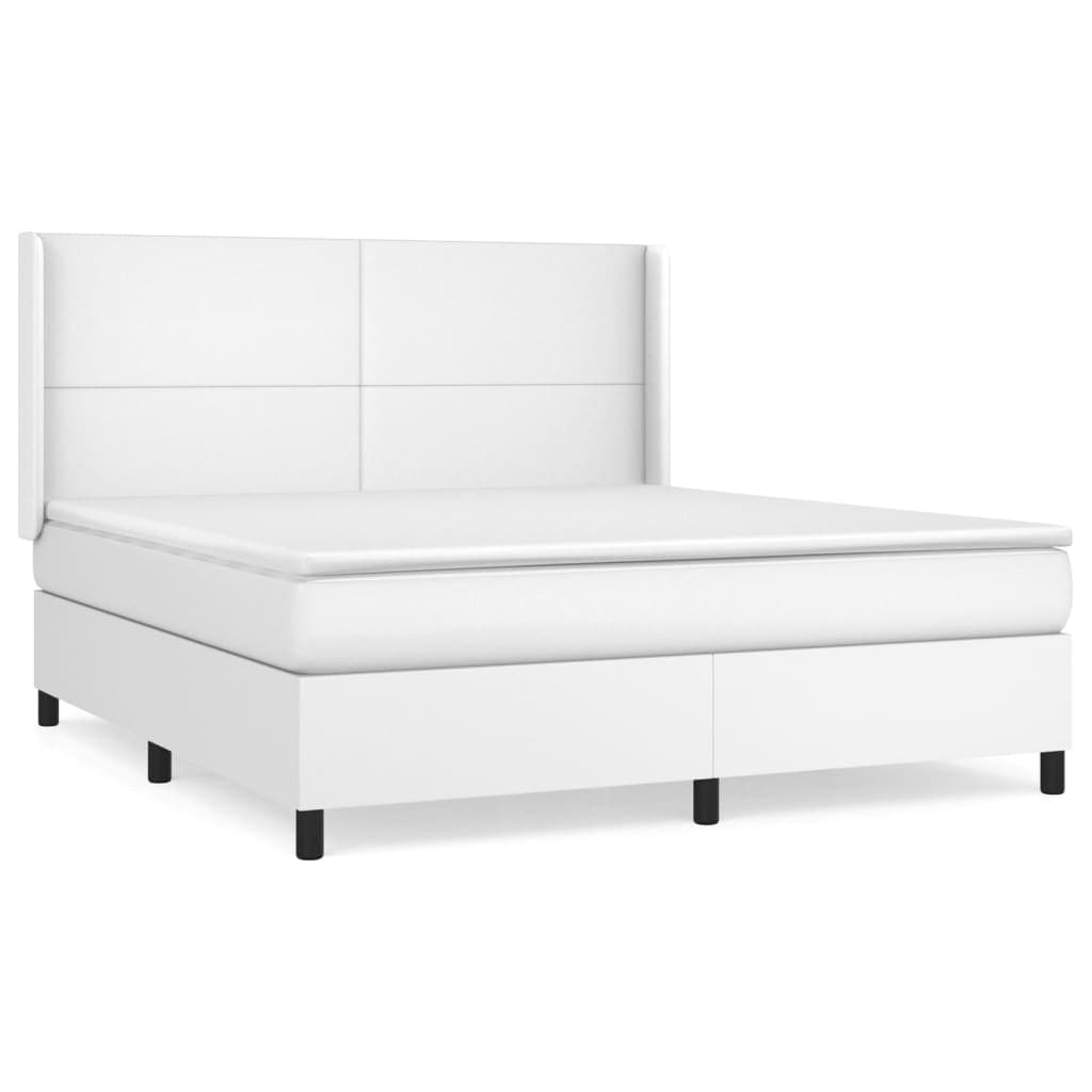 vidaXL Cama com molas/colchão 160x200 cm couro artificial branco