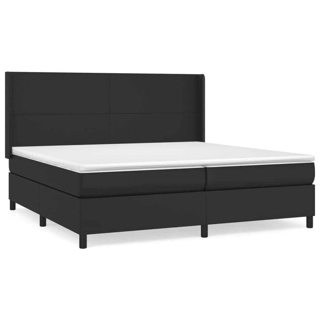 Cama com Molas/colchão 200x200 cm Couro Artificial Preto - 3132399