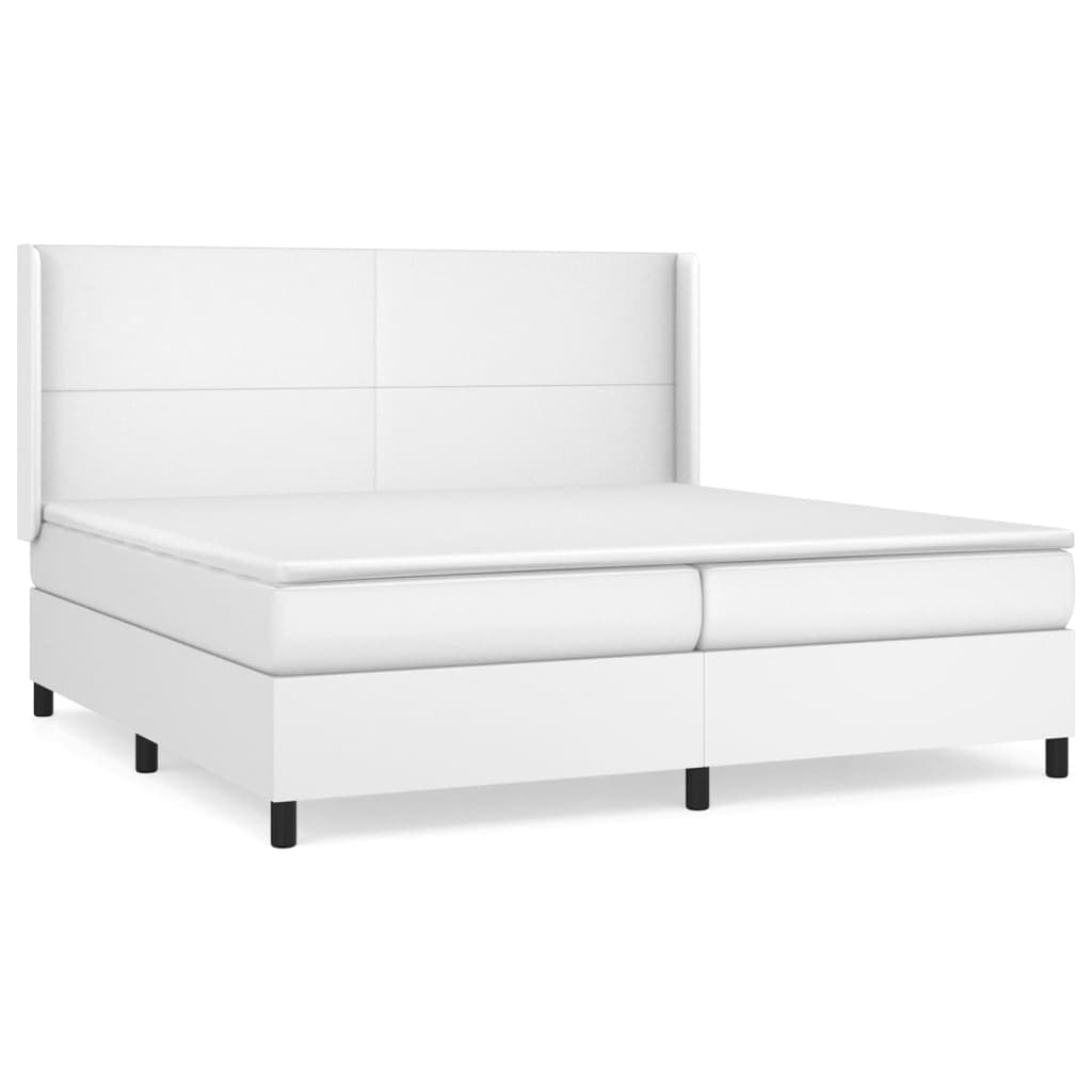 vidaXL Cama com molas/colchão 200x200 cm couro artificial branco