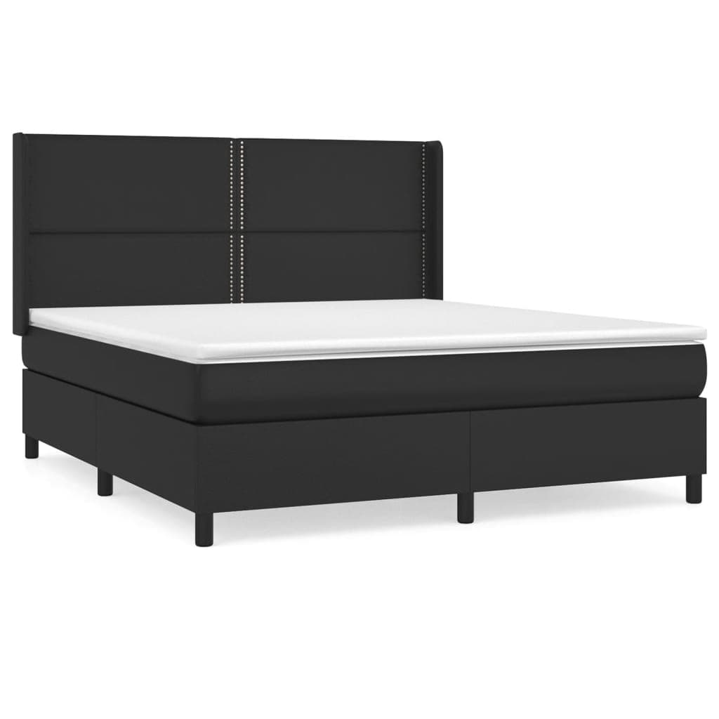 vidaXL Cama com molas/colchão 180x200 cm couro artificial preto