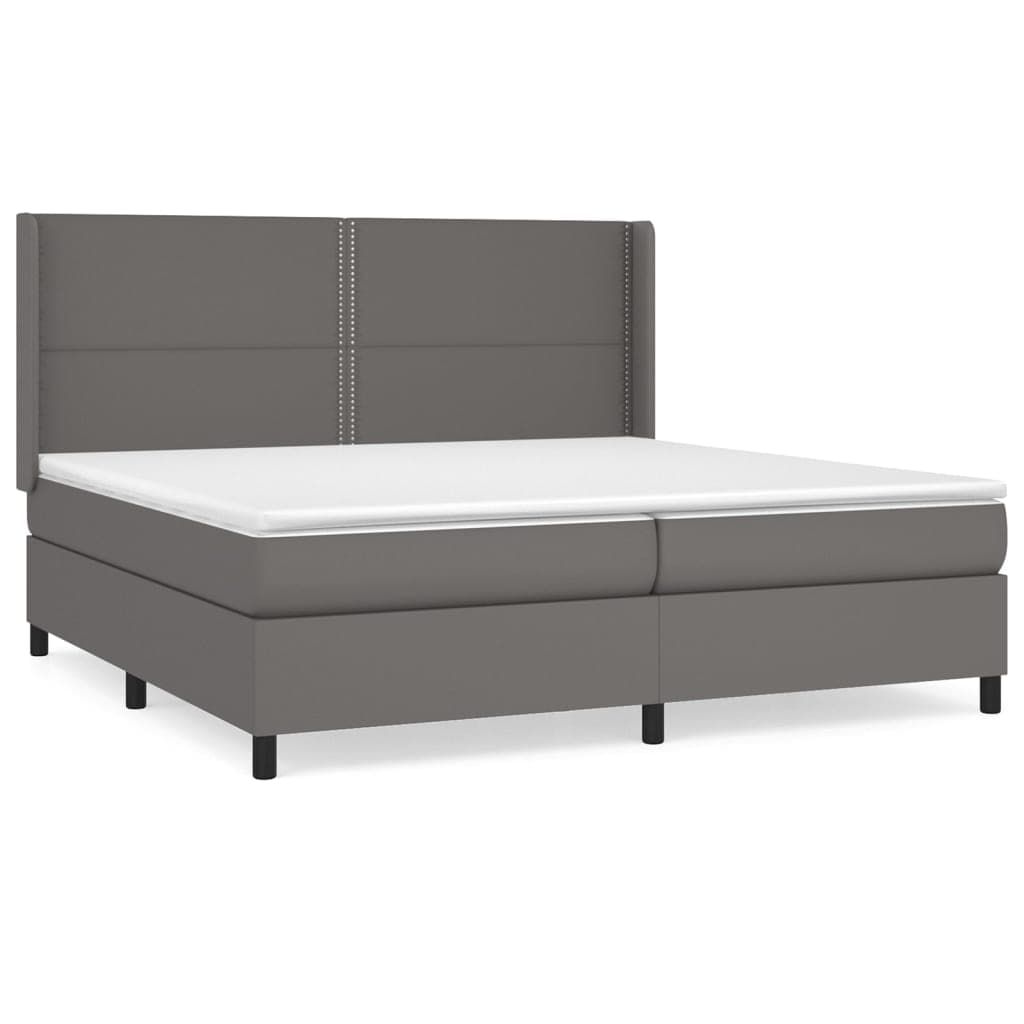 vidaXL Cama com molas/colchão 200x200 cm couro artificial cinzento