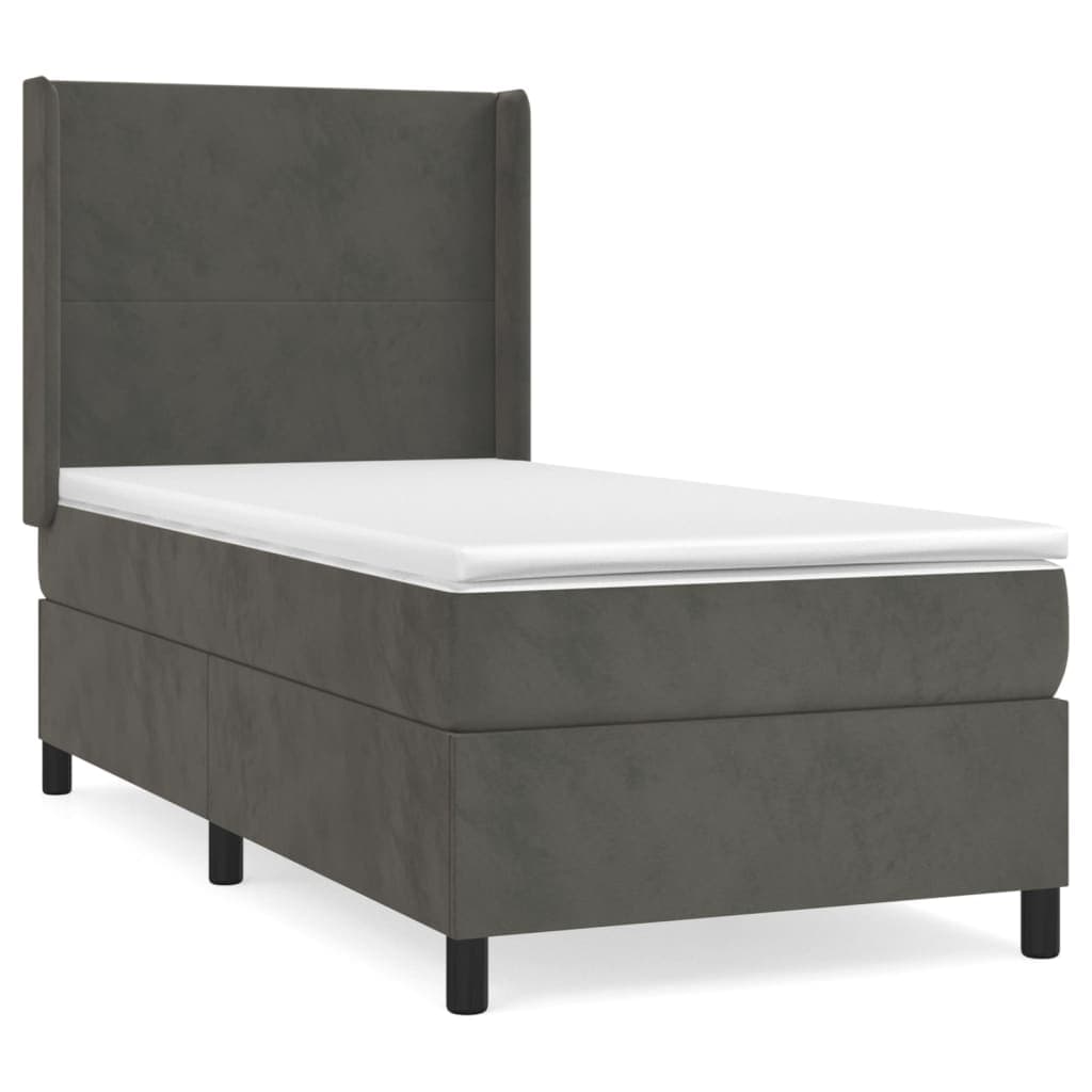 vidaXL Cama com Molas/colchão 90x190 cm Veludo Cinza-escuro - 3061450592