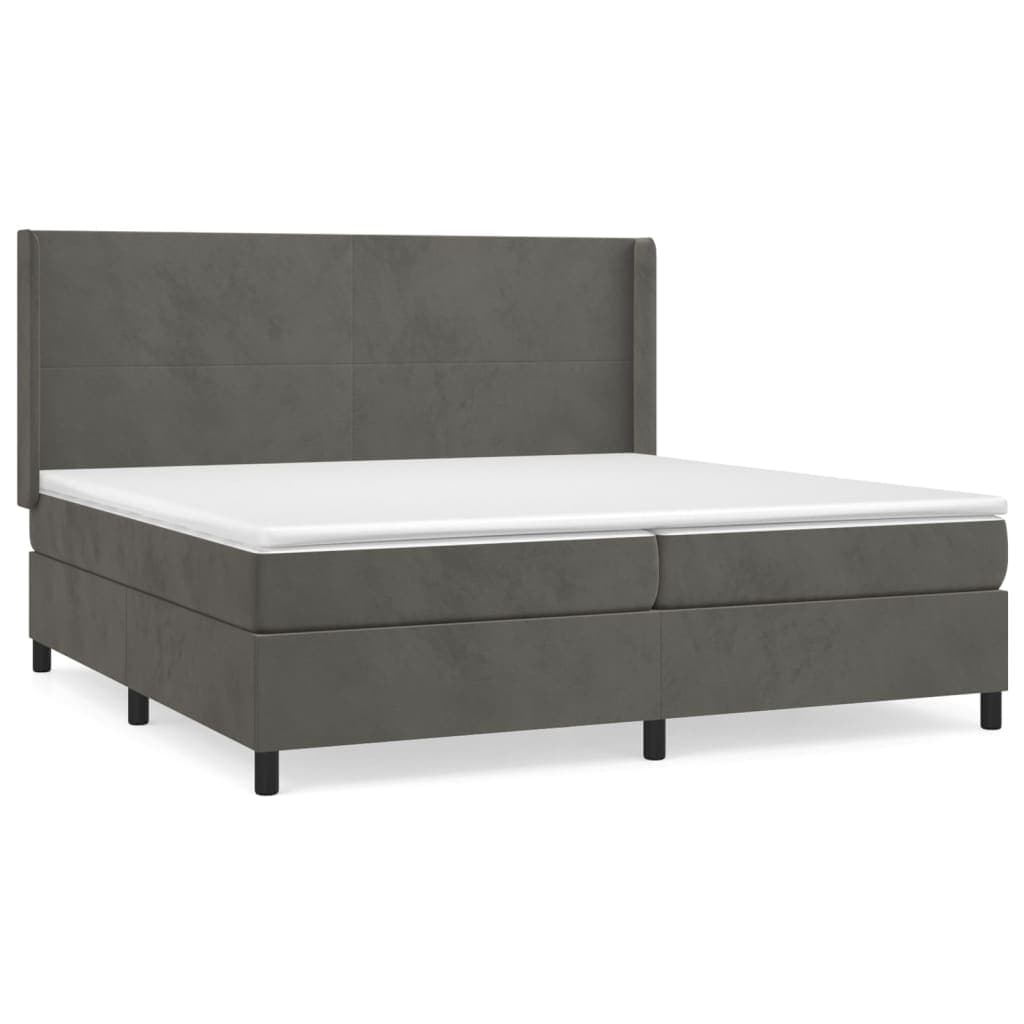 vidaXL Cama com molas/colchão 200x200 cm veludo cinzento-escuro