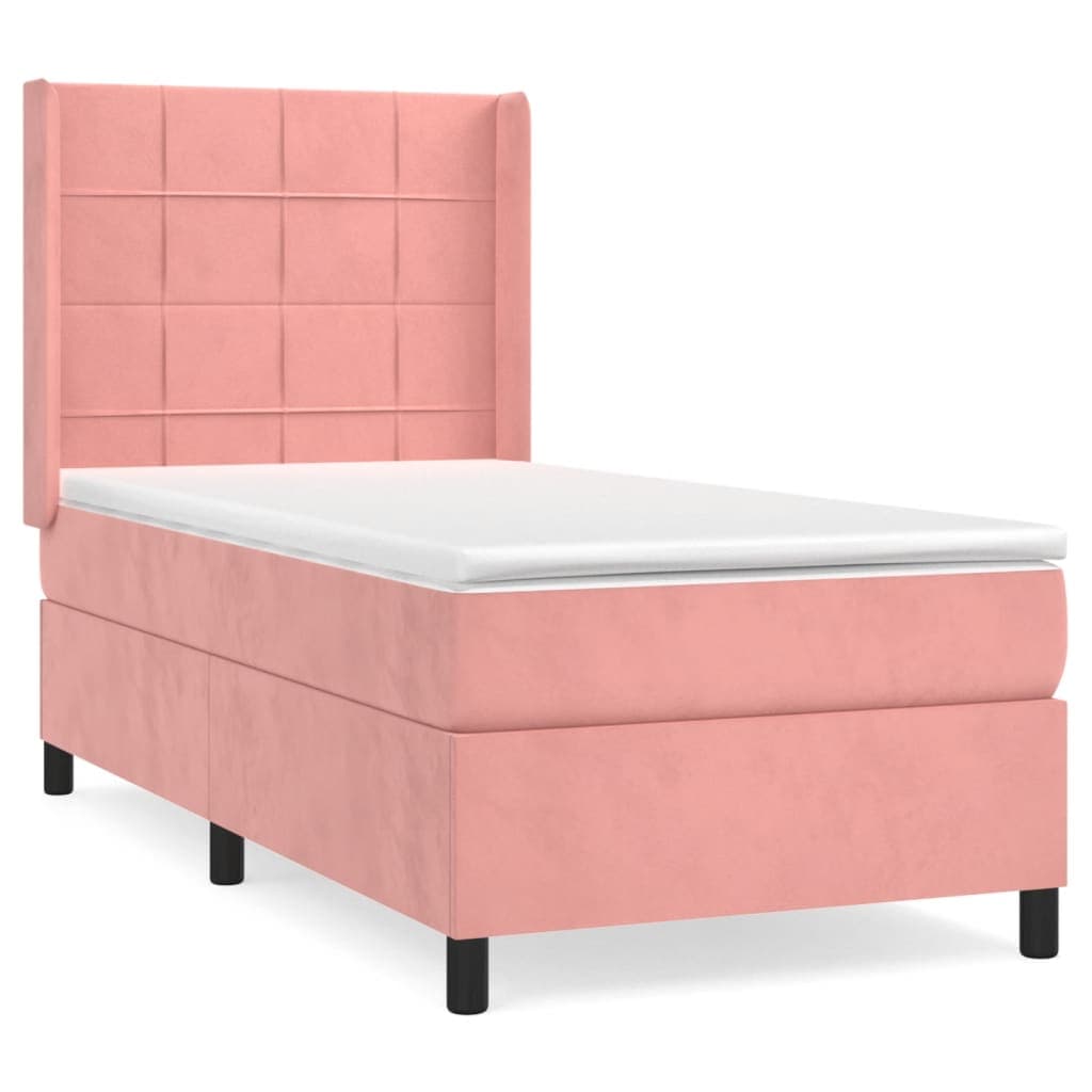 vidaXL Cama com Molas/colchão 90x190 cm Veludo Rosa - 3842759334