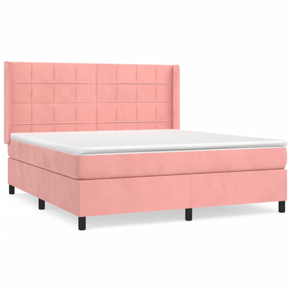 vidaXL Cama com Molas/colchão 160x200 cm Veludo Rosa - 1322471859