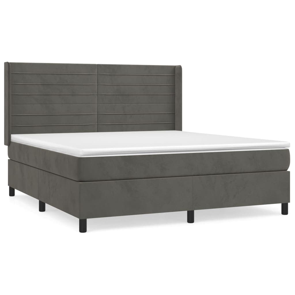 vidaXL Cama com Molas/colchão 160x200 cm Veludo Cinzento-escuro - 443198679