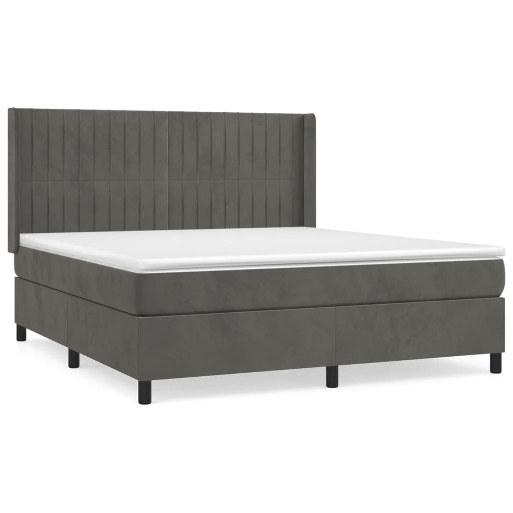 vidaXL Cama com molas/colchão 160x200 cm veludo cinzento-escuro