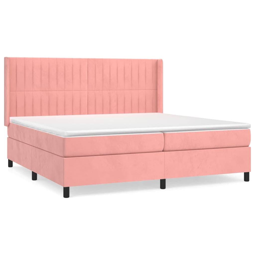 vidaXL Cama com molas/colchão 200x200 cm veludo rosa