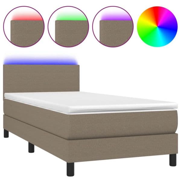 vidaXL Cama Box Spring + Colchão/led 80x200cm Tecido Cinza-acastanhado - 2654824724
