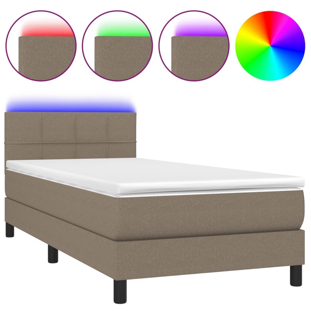 vidaXL Cama Box Spring + Colchão/led 90x190cm Tecido Cinza-acastanhado - 2313005090