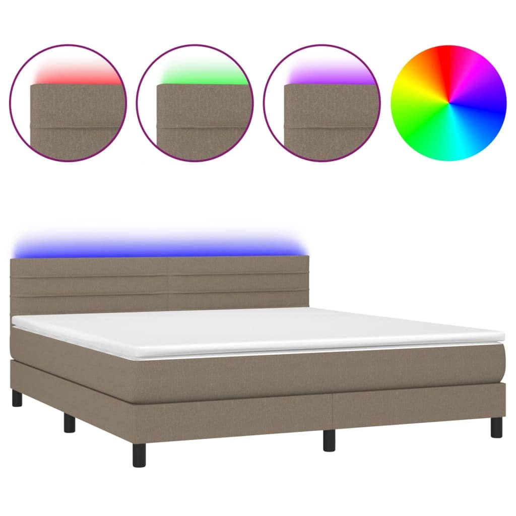 vidaXL Cama Box Spring Colchão/led 160x200 cm Tecido Cinza-acastanhado - 3541711311
