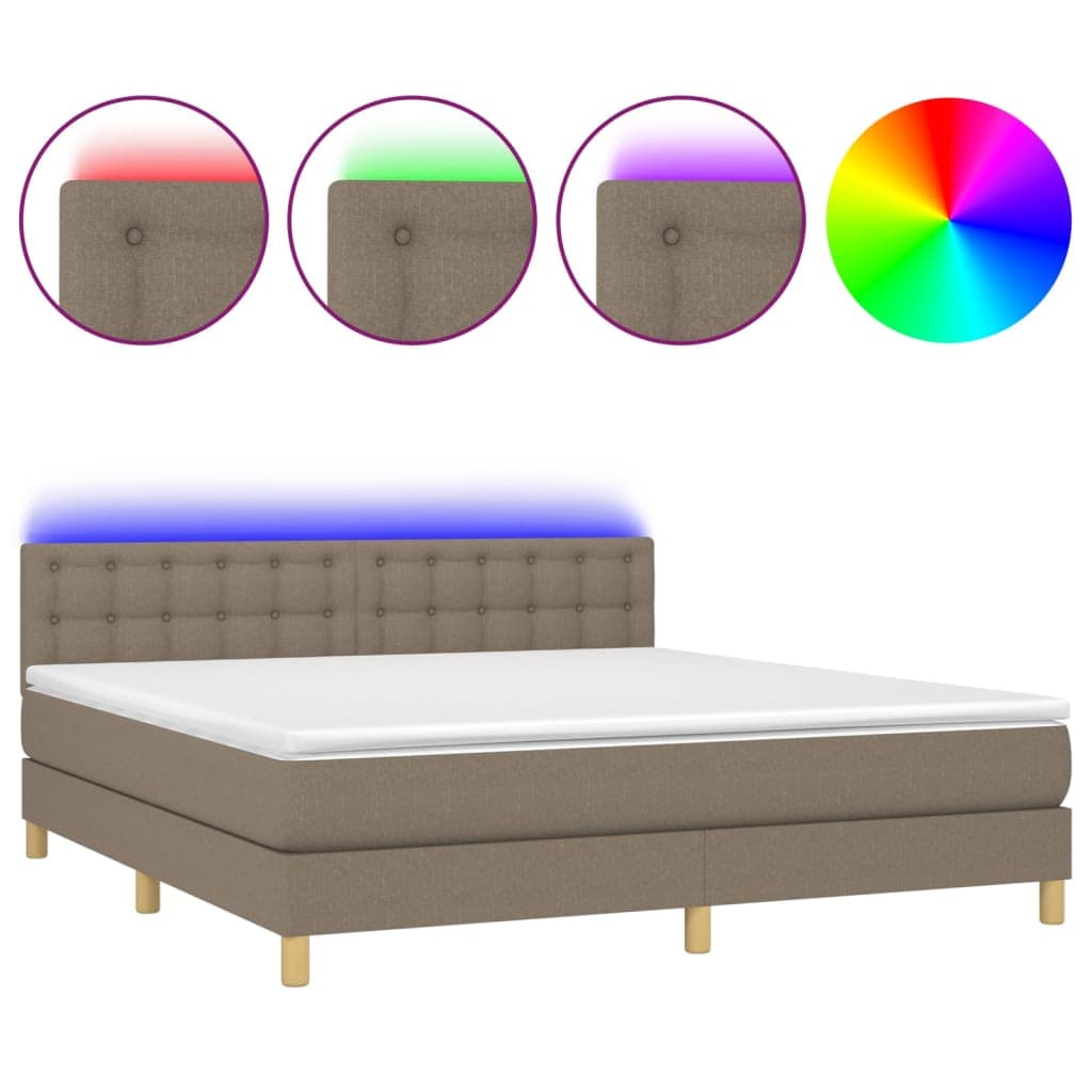 vidaXL Cama Box Spring Colchão/led 180x200cm Tecido Cinza-acastanhado - 3018508638