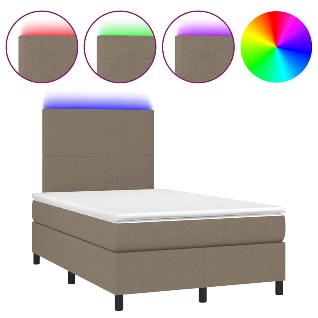 vidaXL Cama Box Spring Colchão/led 120x200cm Tecido Cinza-acastanhado - 635194034