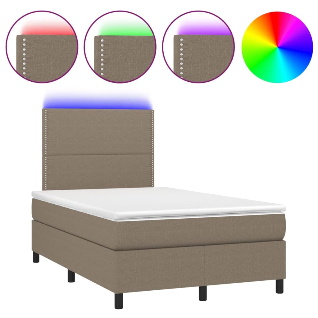vidaXL Cama Box Spring Colchão/led 120x200cm Tecido Cinza-acastanhado - 3976577210