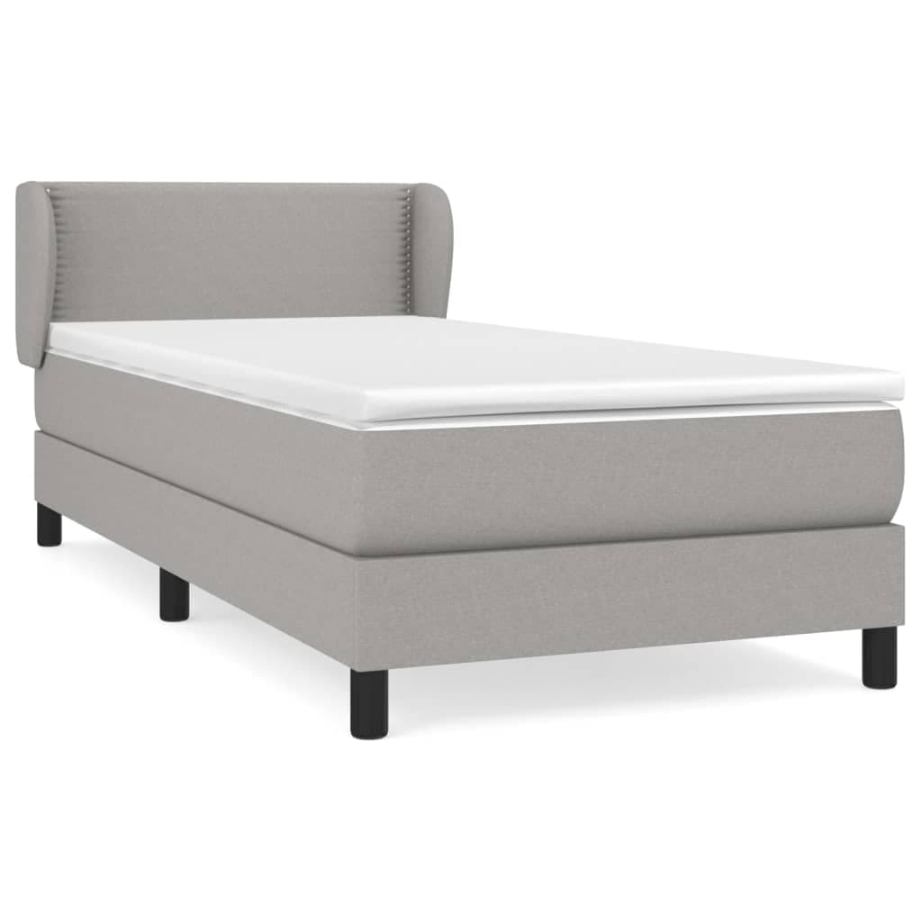 vidaXL Cama com molas/colchão 100x200 cm tecido cinzento-claro