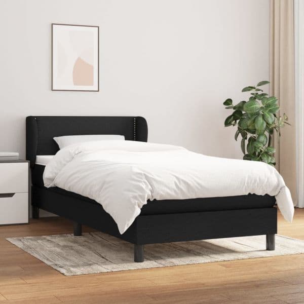 vidaXL Cama com Molas/colchão 100x200 cm Tecido Preto - 993507082