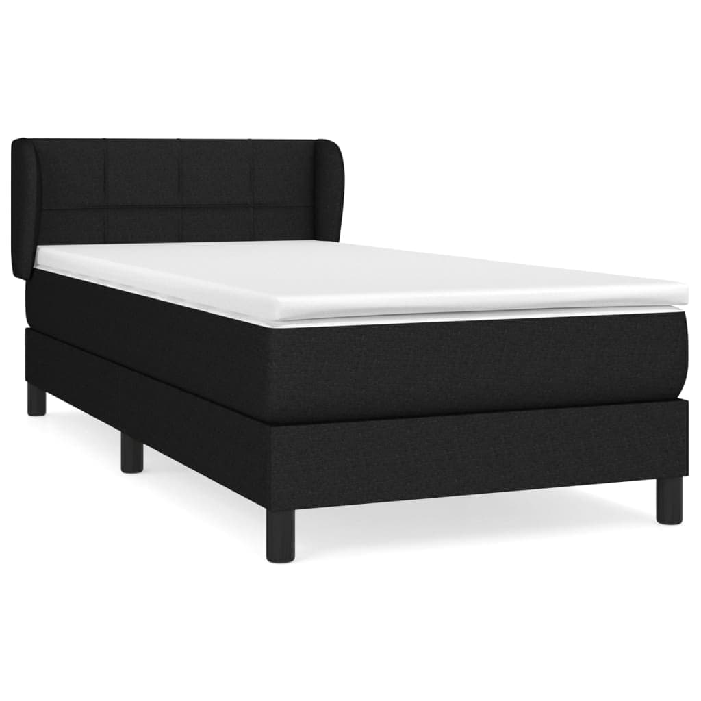 vidaXL Cama com Molas/colchão 80x200 cm Tecido Preto - 1850482777