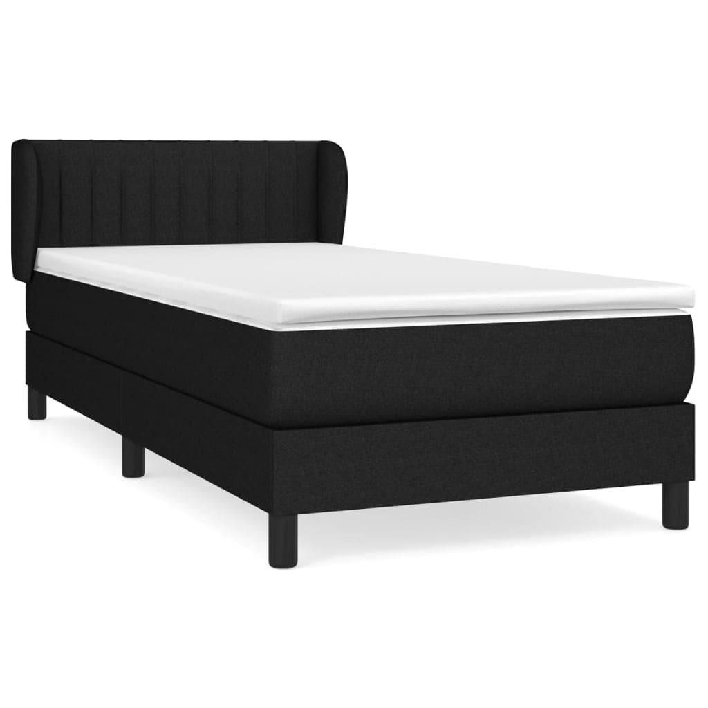 vidaXL Cama com Molas/colchão 90x200 cm Tecido Preto - 4210922898