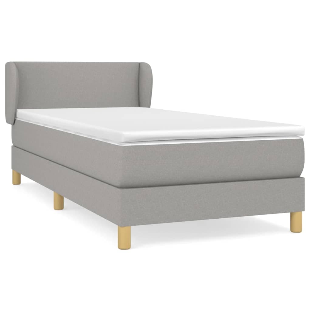 vidaXL Cama com Molas/colchão 90x190 cm Tecido Cinzento-claro - 3010970046