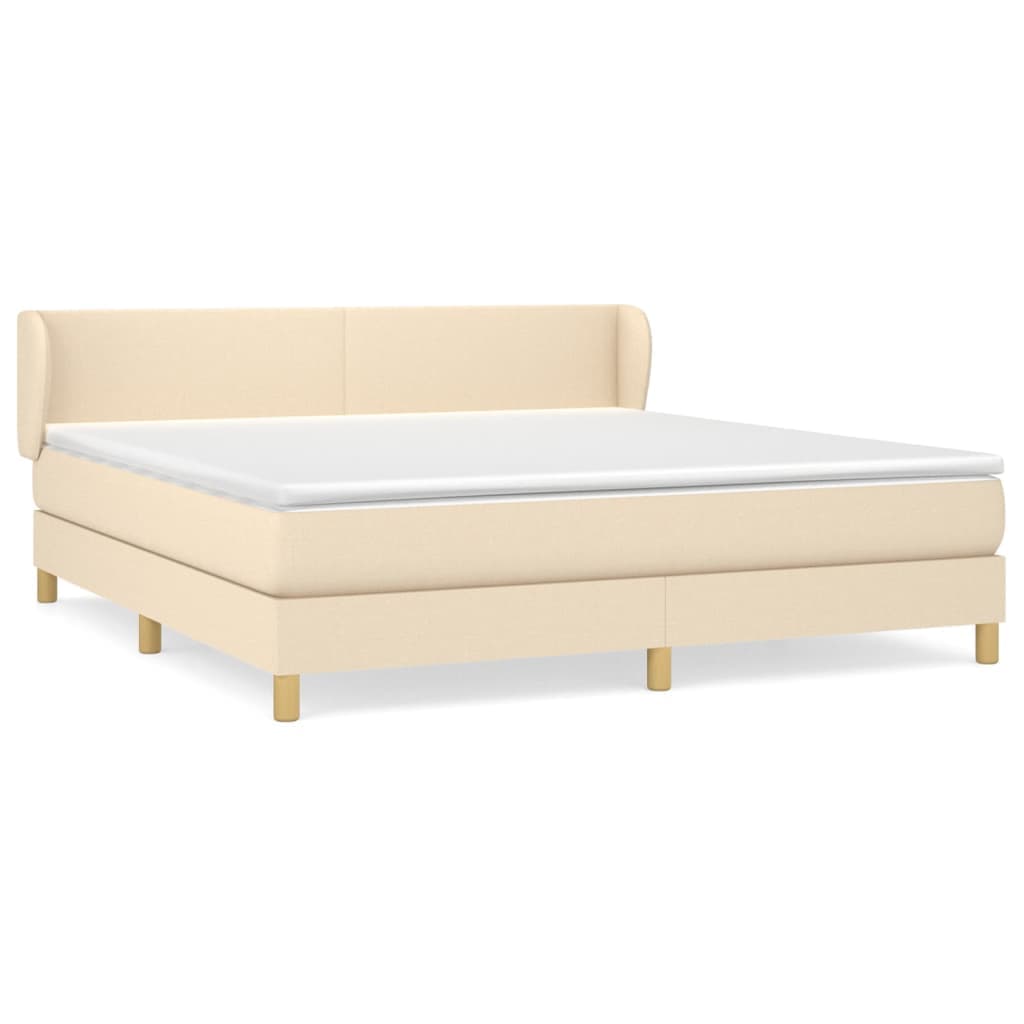 vidaXL Cama com molas/colchão 160x200 cm tecido cor creme