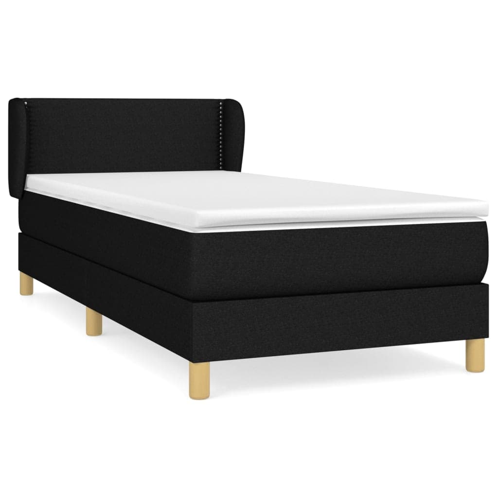 vidaXL Cama com Molas/colchão 80x200 cm Tecido Preto - 4118813522