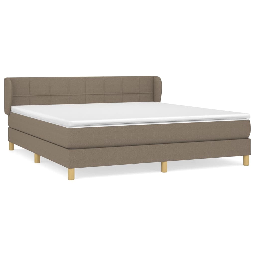 vidaXL Cama com molas/colchão 160x200 cm tecido castanho-acinzentado