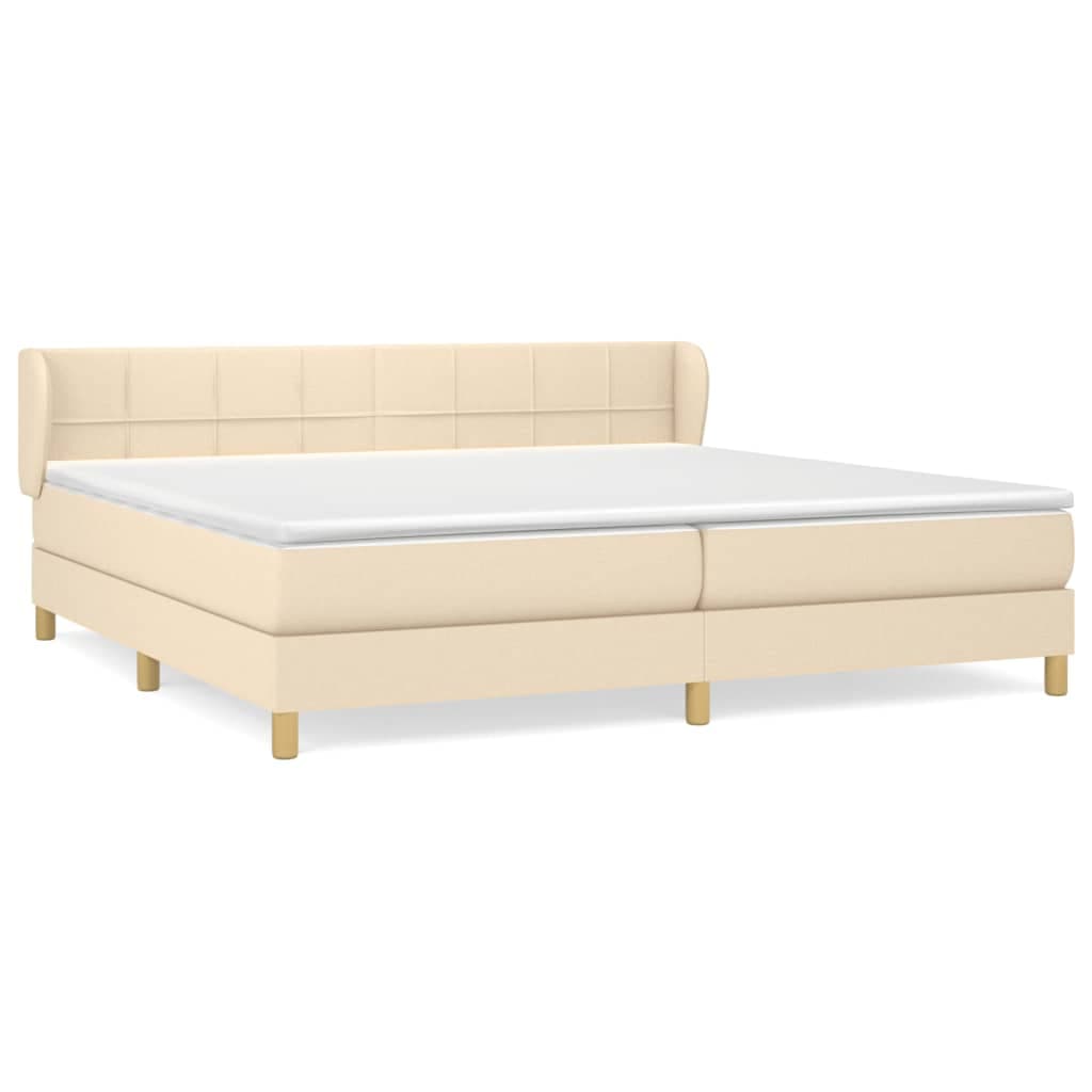 vidaXL Cama com Molas/colchão 200x200 cm Tecido Cor Creme - 3854798817