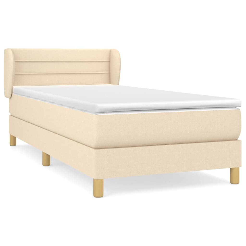 vidaXL Cama com molas/colchão 90x190 cm tecido cor creme