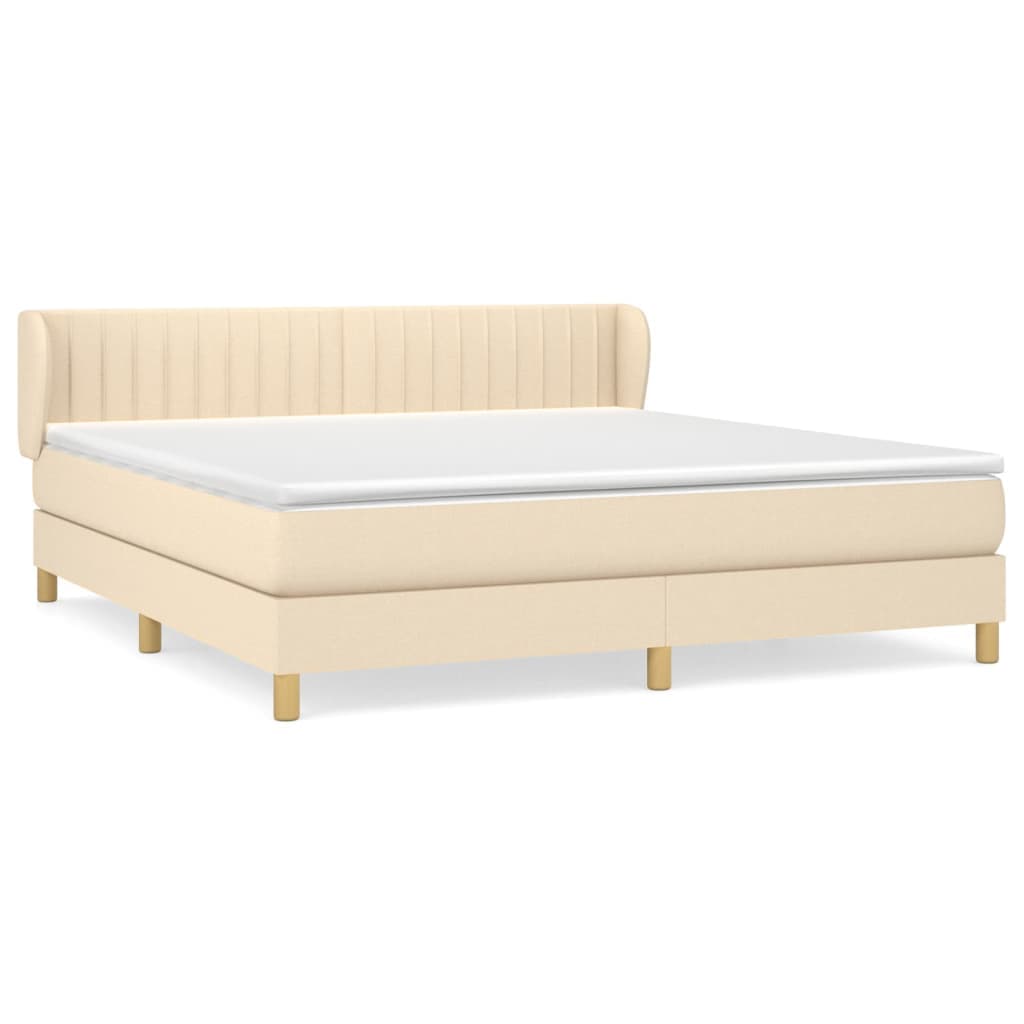 vidaXL Cama com Molas/colchão 180x200 cm Tecido Cor Creme - 3925564721