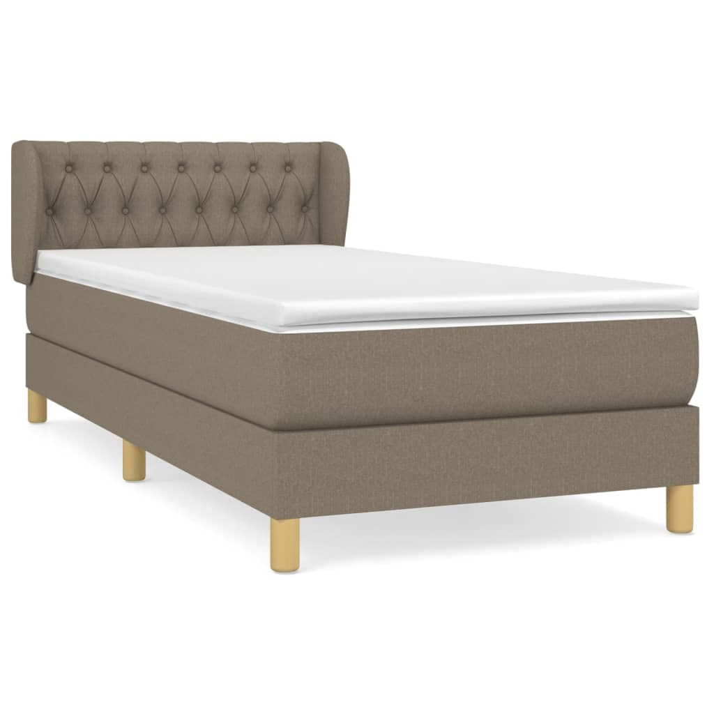 vidaXL Cama com Molas/colchão 90x200 cm Tecido Castanho-acinzentado - 4166224388