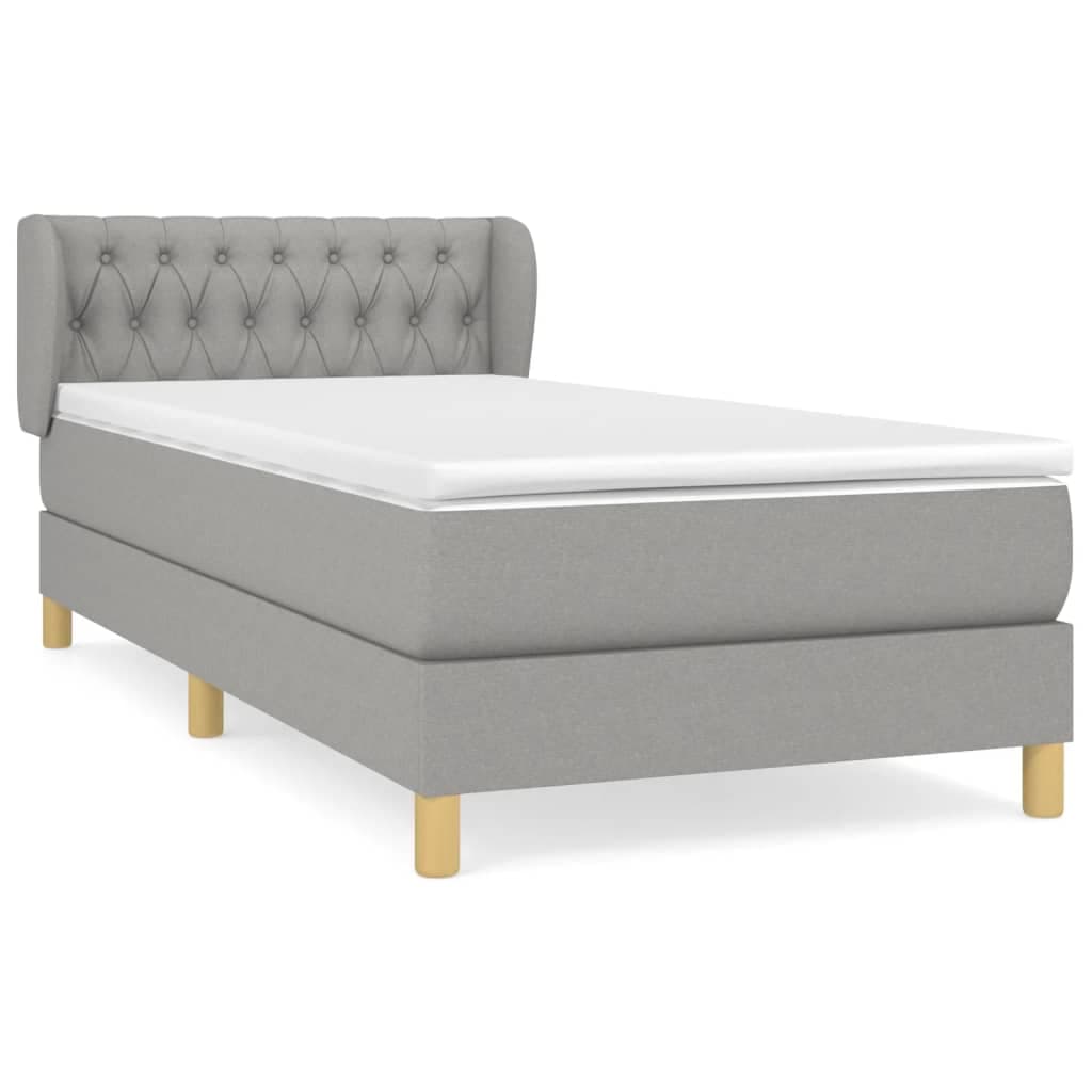 vidaXL Cama com Molas/colchão 100x200 cm Tecido Cinzento-claro - 975011058