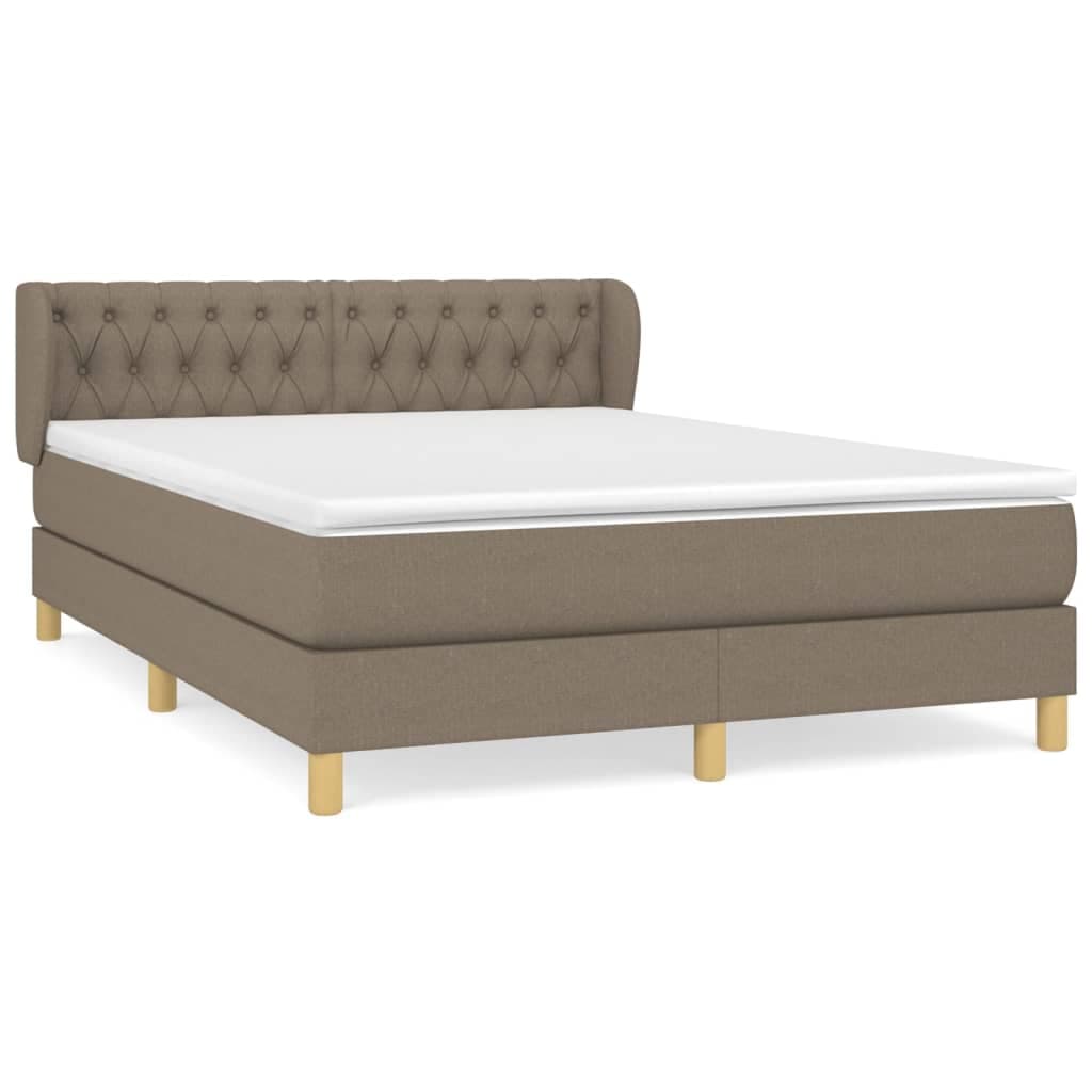 vidaXL Cama com Molas/colchão 140x190 cm Tecido Castanho-acinzentado - 1816648564