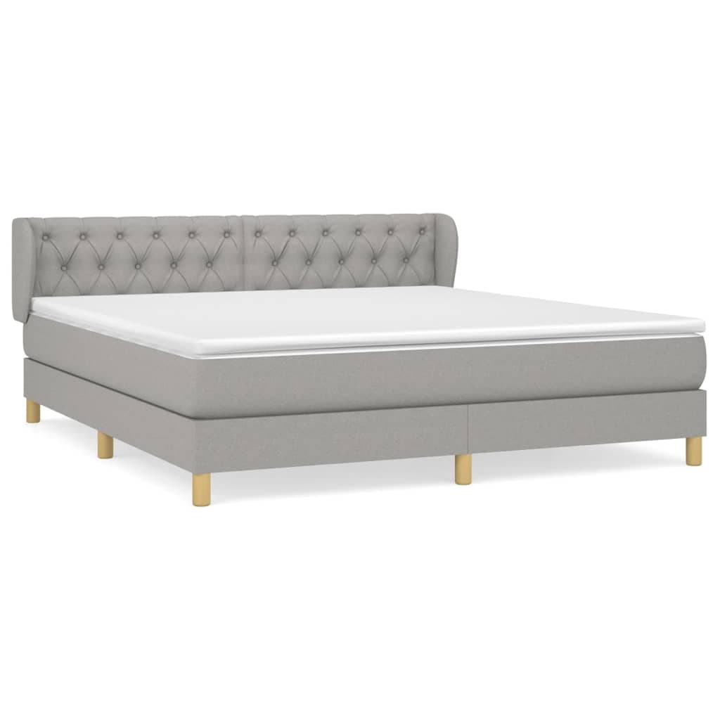 vidaXL Cama com molas/colchão 160x200 cm tecido cinzento-claro