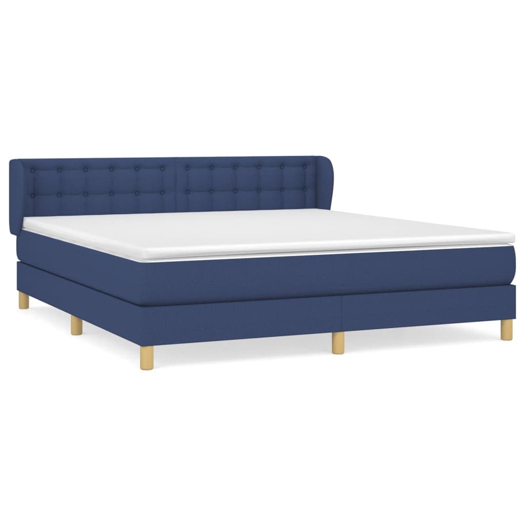 vidaXL Cama com molas/colchão 180x200 cm tecido azul